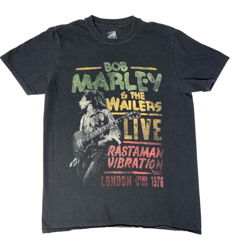 Bob Marley & The Wailers Live Rastaman Vibration Tour London 1976 Black T-Shirt